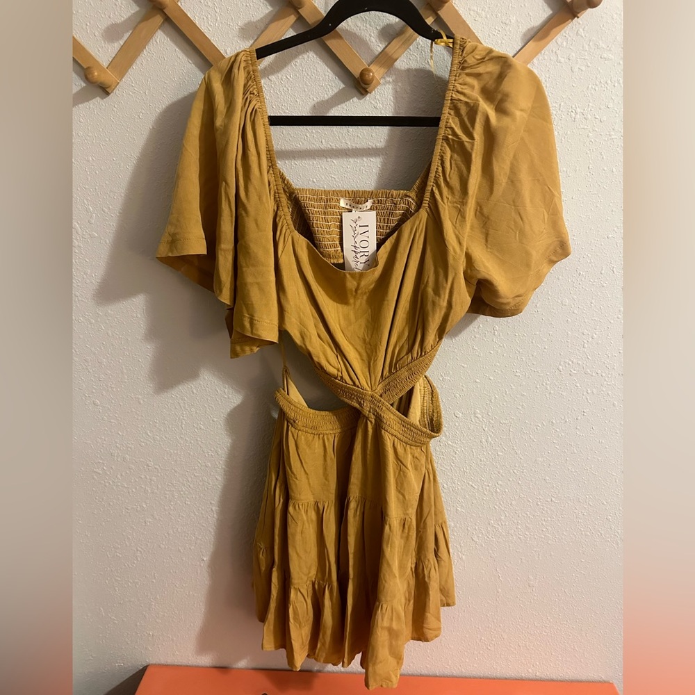 Mustard cut out dress